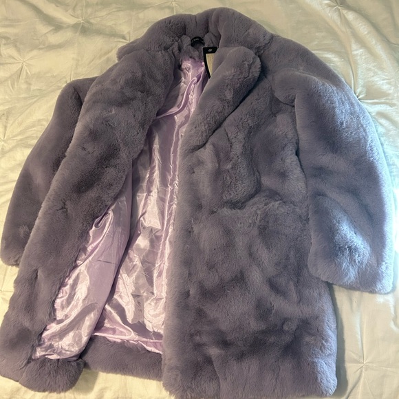 Nasty Gal Lilac Faux Fur Coat - Picture 3 of 6